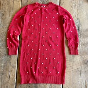 Red & White Polka Dot Knit Tunic Sweater